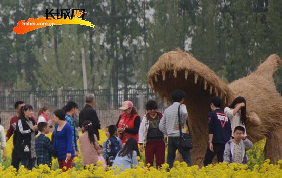 个性的稻草人欢乐区引游客观赏。扈炜 摄